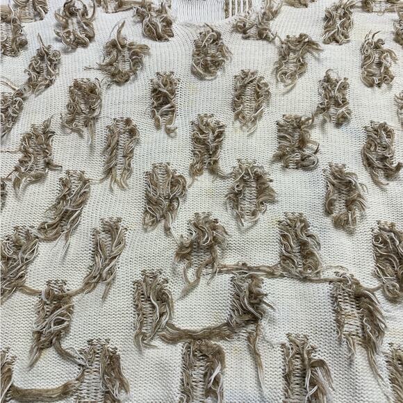 Fringe Funky Dotted Knit Sweater Large Vintage Jumper - Picture 5 of 8